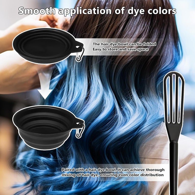 DINTSTYLE 32 Pcs Hair Dye Coloring Kit,Hair Dye Tools for DIY Salon.Hair Dye Brush and Bowl Set/Highlighting Frosting Cap with Plastic Hooks/Dye Brush/Ear Cover/Gloves/Comb/Hairpin/Hair Coloring Cape(Black) - Image 5
